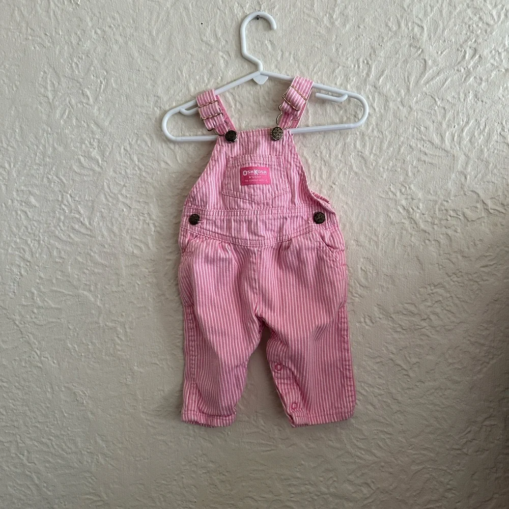 Oshkosh B’Gosh Pink White Stripe Vintage Overalls